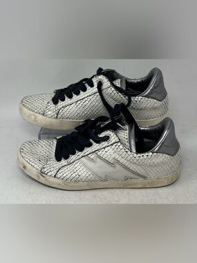 Zadig & Voltaire White Reptile Neo Keith Flash Silver Metallic Leather Shoe